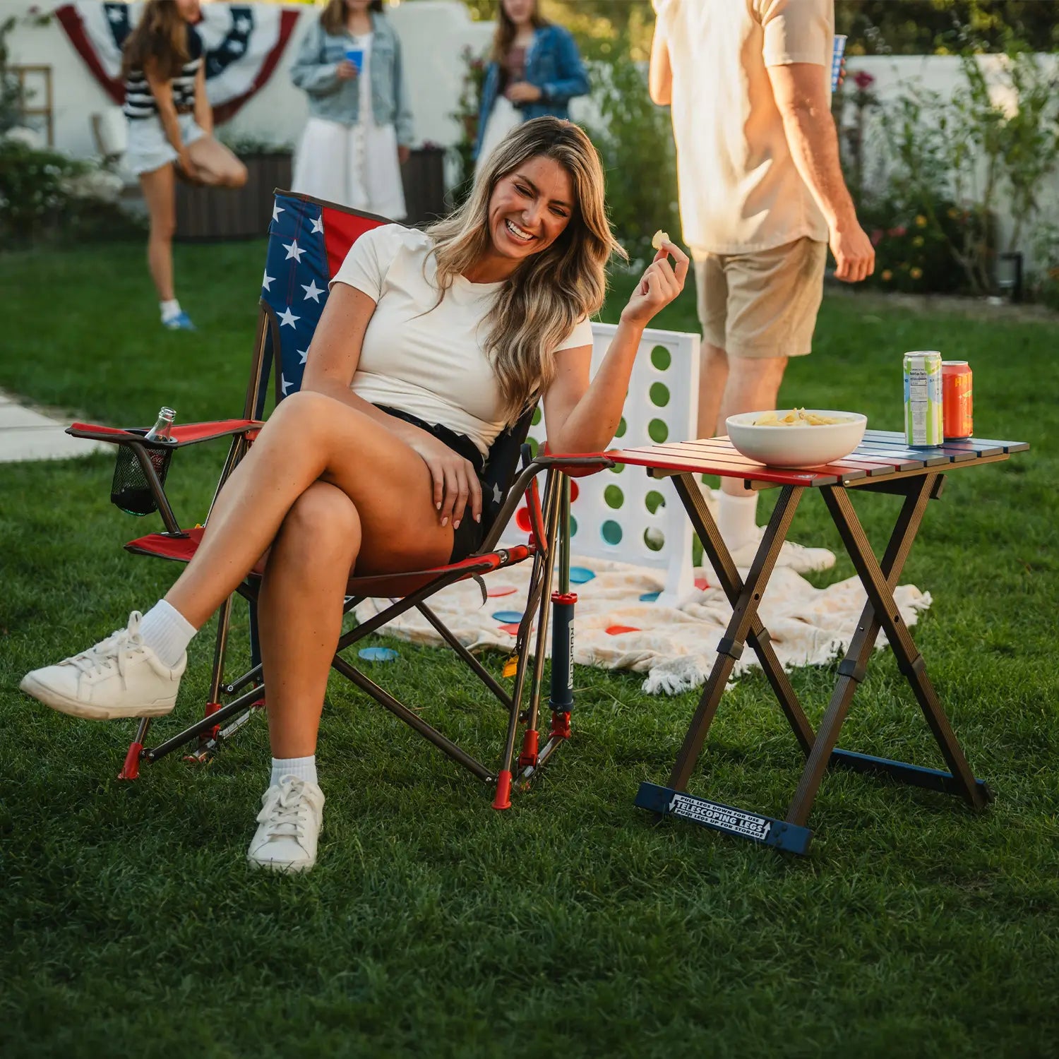 Premium All-Weather Comfort Pro Rocker - USA Anniversary Deluxe - Choice 424 - RoadTrip Rocker Smooth Motion Camp Chair Detail