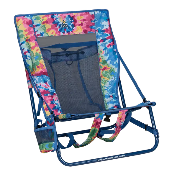 Low-Profile Everywhere Chair 2 - Choice 656 - Portable Heavy-Duty Low Boy Chair for Ocean Side - Tie Dye