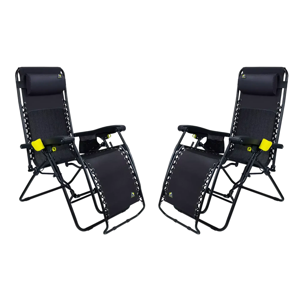 Reclining Beach Freeform Zero Gravity Lounger Bundle - Choice 507 - Multi-Position Outdoor Beach Chair with Pillow - Black