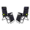 Reclining Beach Freeform Zero Gravity Lounger Bundle - Choice 507 - Multi-Position Outdoor Beach Chair with Pillow - Black
