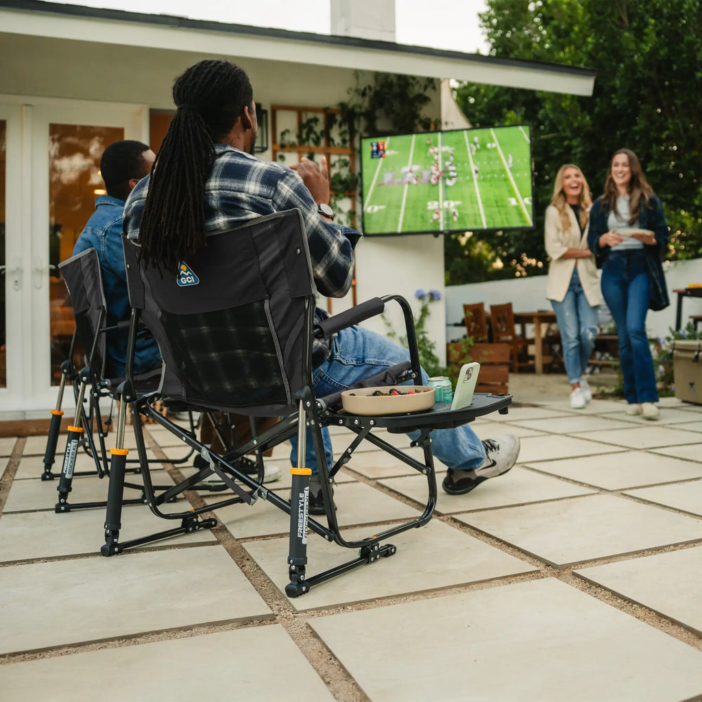 Luxury Camp Freestyle Rocker XL with Side Table - Choice 836 - Heavy-Duty Kickback Rocker with Beverage Holder Detail