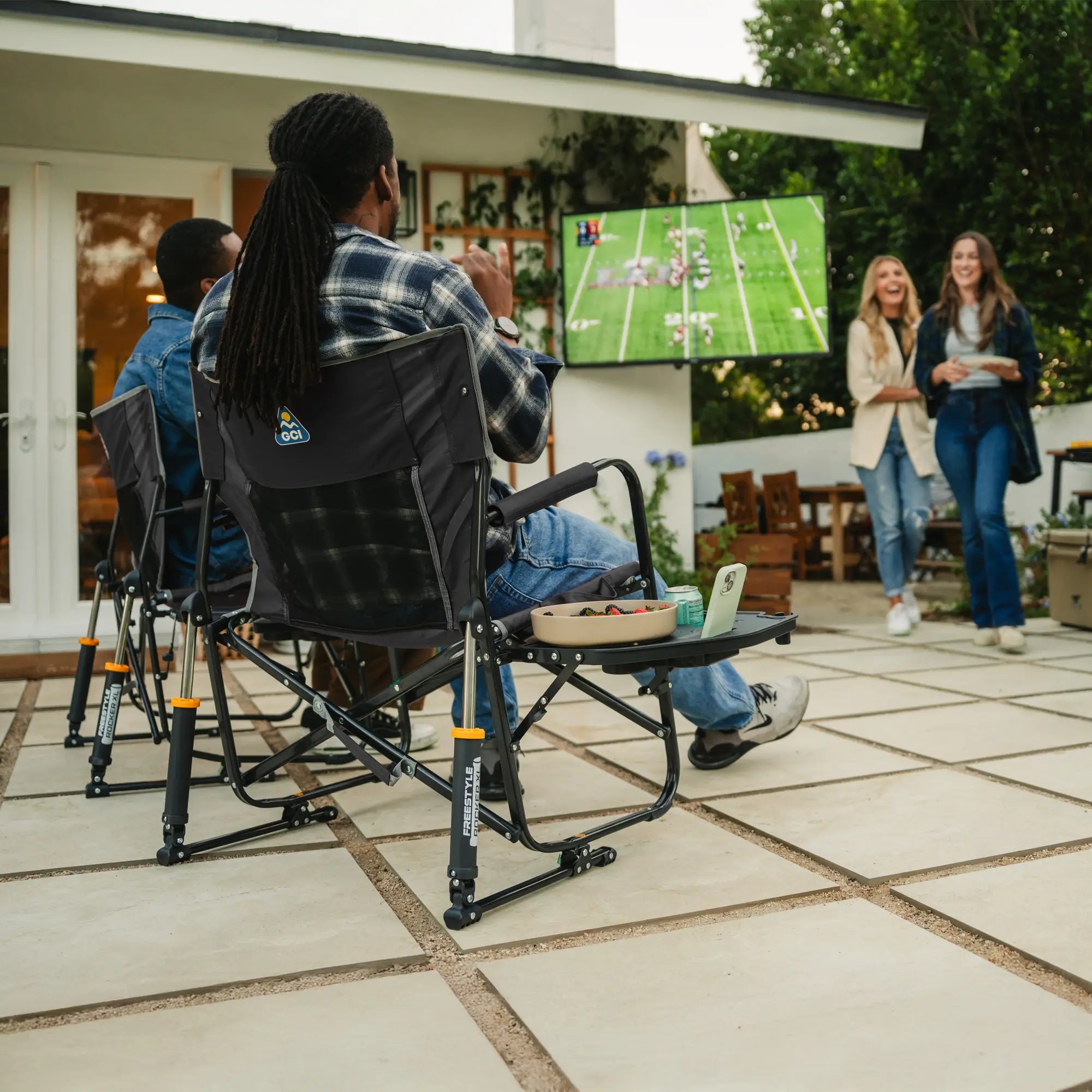 Luxury Camp Freestyle Rocker XL with Side Table - Choice 836 - Heavy-Duty Kickback Rocker with Beverage Holder Detail