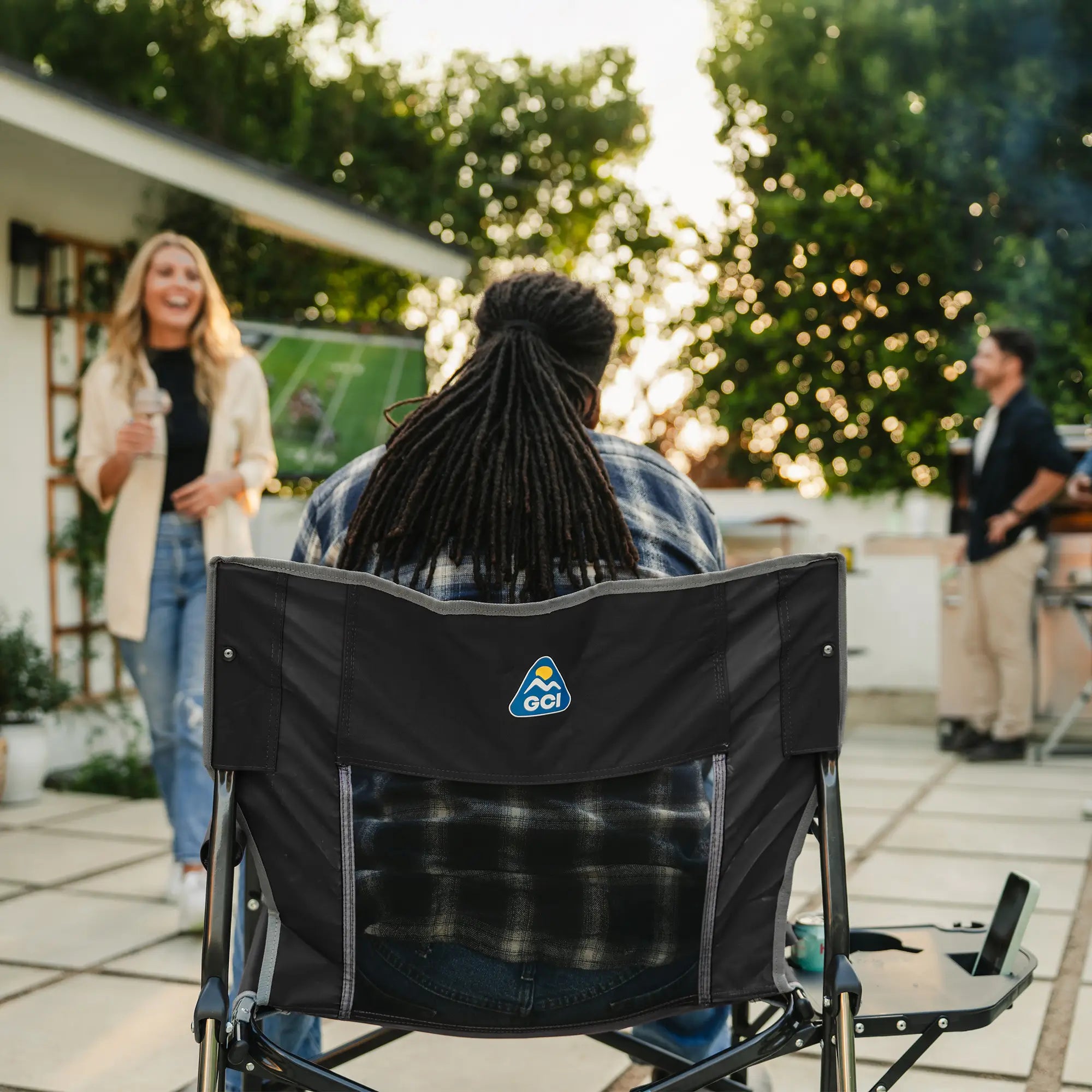 Luxury Camp Freestyle Rocker XL with Side Table - Choice 836 - Heavy-Duty Kickback Rocker with Beverage Holder Detail