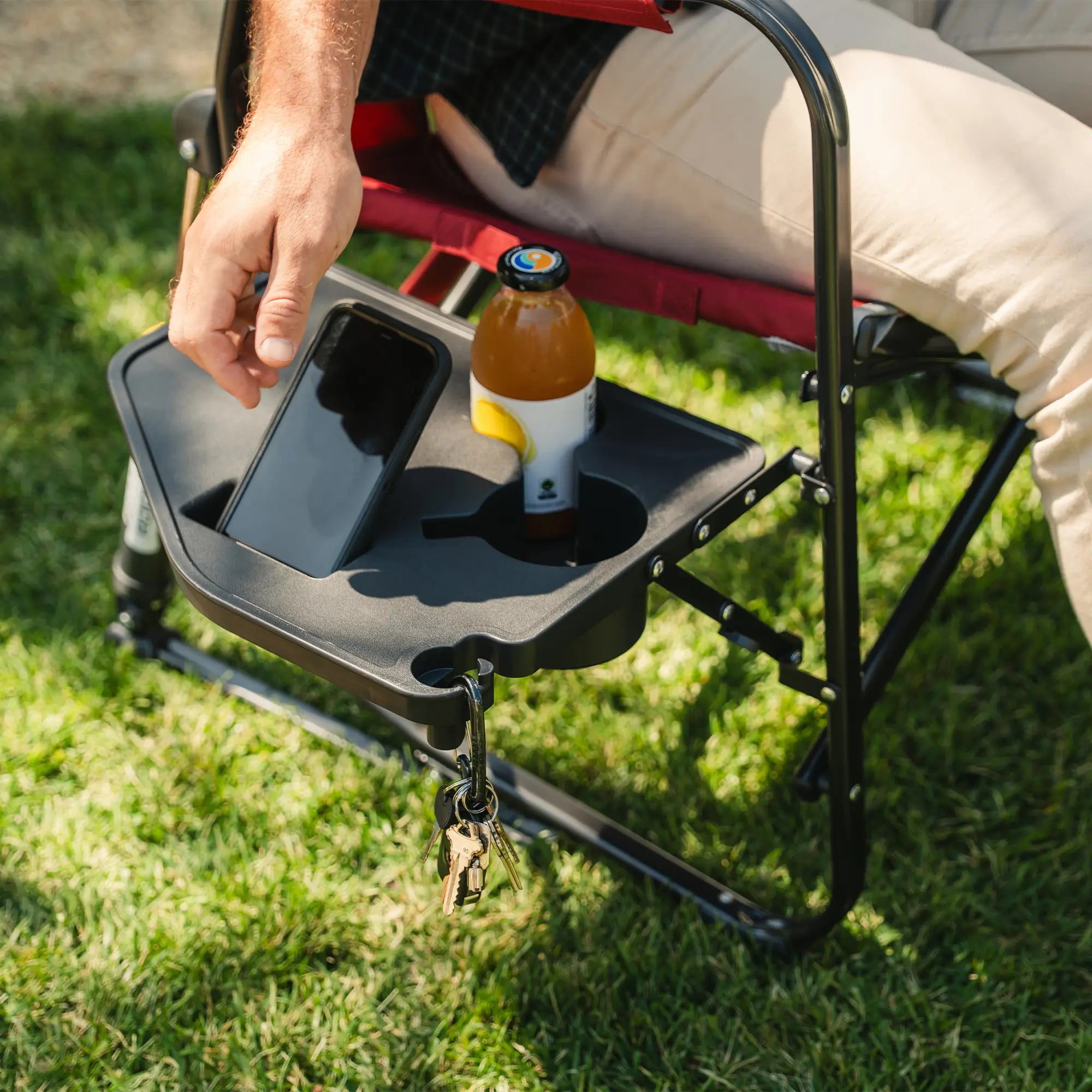 Luxury Camp Freestyle Rocker XL with Side Table - Choice 836 - Heavy-Duty Kickback Rocker with Beverage Holder Detail