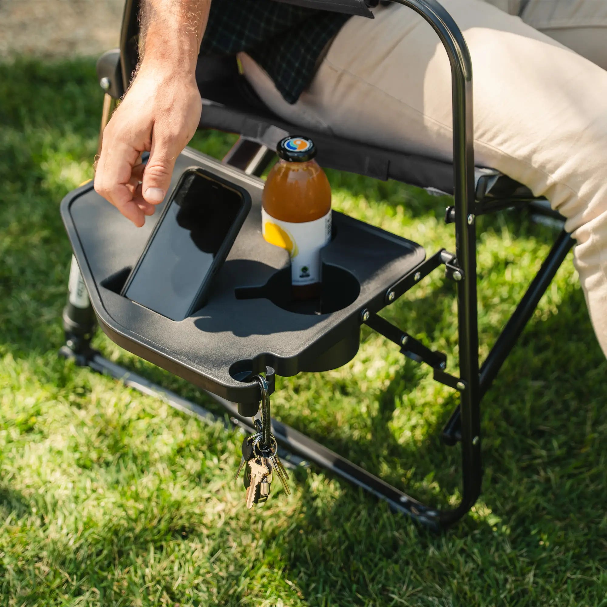 Luxury Camp Freestyle Rocker XL with Side Table - Choice 836 - Heavy-Duty Kickback Rocker with Beverage Holder Detail