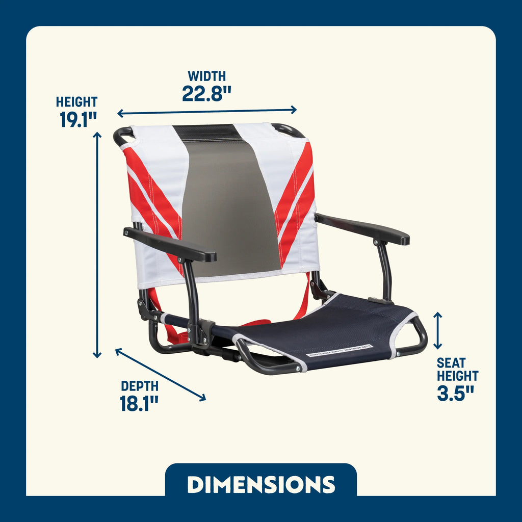 Secure-Hook Big Comfort Stadium Chair with Armrests - Choice 465 - Bleacher-Friendly Stadium Chair with Back Support Detail