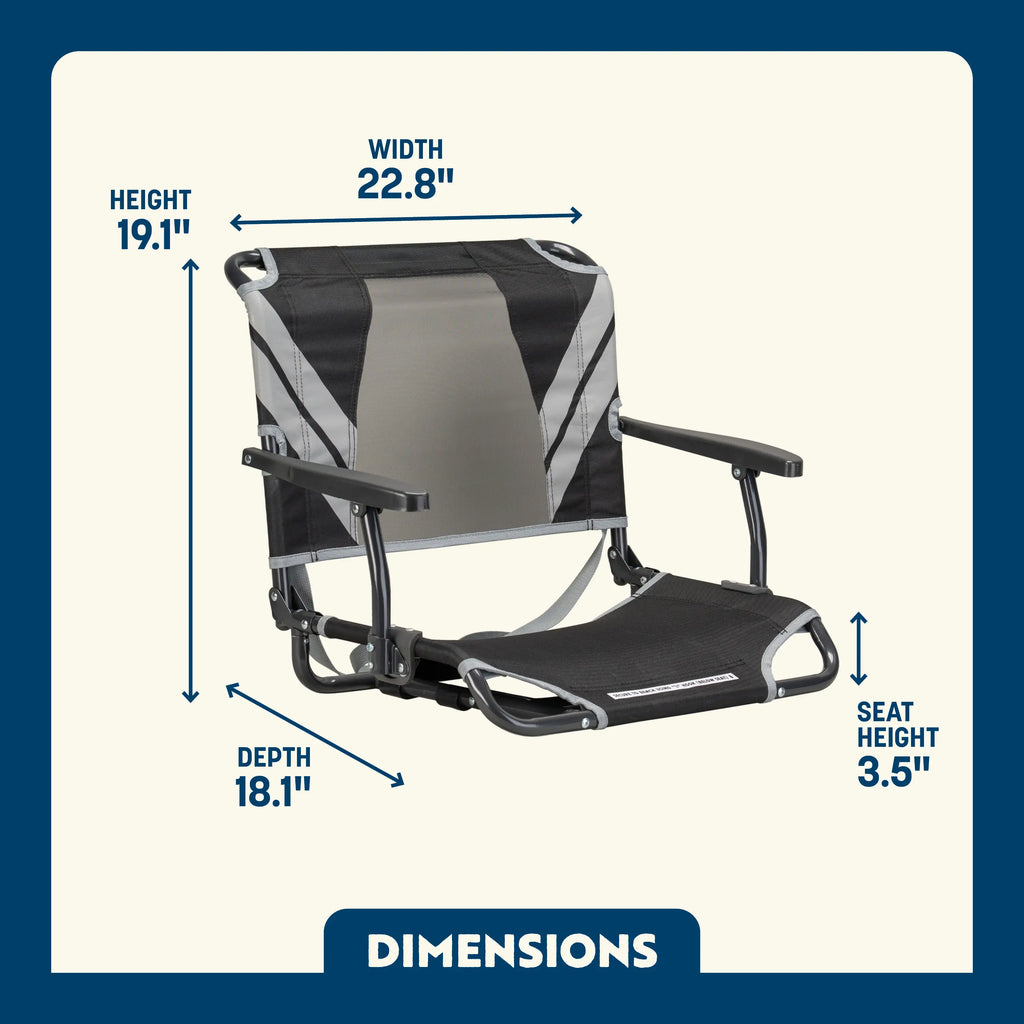 Secure-Hook Big Comfort Stadium Chair with Armrests - Choice 465 - Bleacher-Friendly Stadium Chair with Back Support Detail
