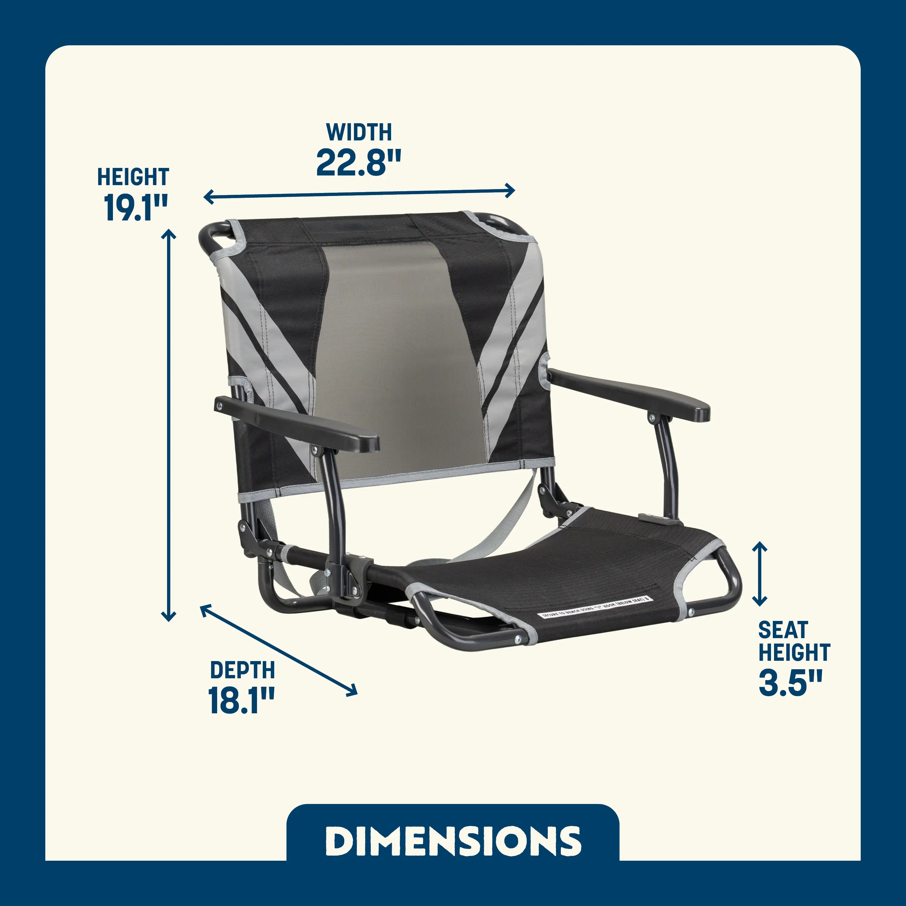 Secure-Hook Big Comfort Stadium Chair with Armrests - Choice 465 - Bleacher-Friendly Stadium Chair with Back Support Detail