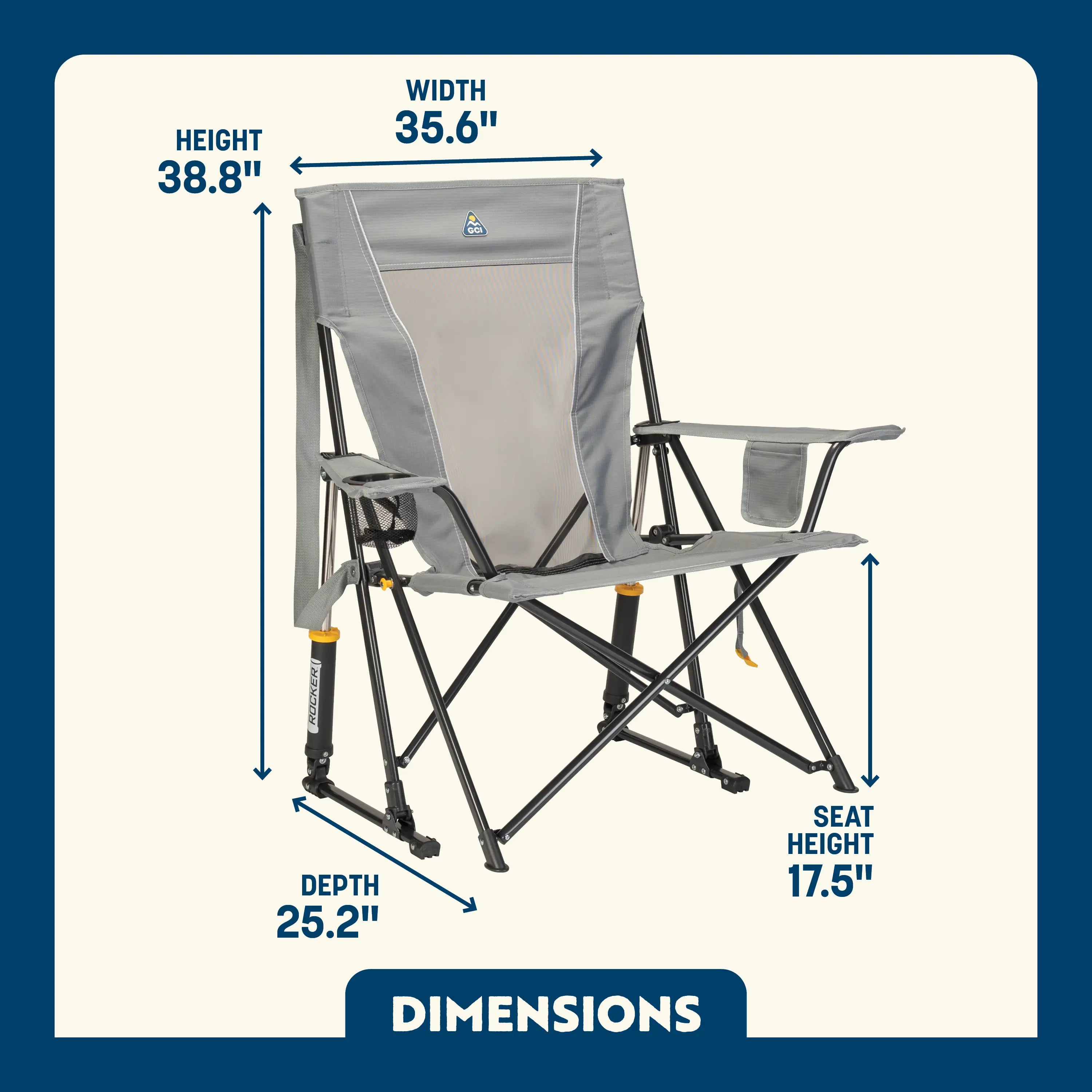 Luxury Camp Comfort Pro Rocker - Choice 375 - Patented Spring-Action Rocking Chair for Camping Detail