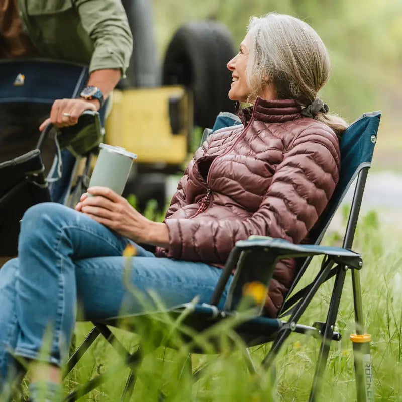 Premium All-Weather Kickback Rocker - Choice 345 - Freestyle Rocker Portable Outdoor Folding Chair Detail