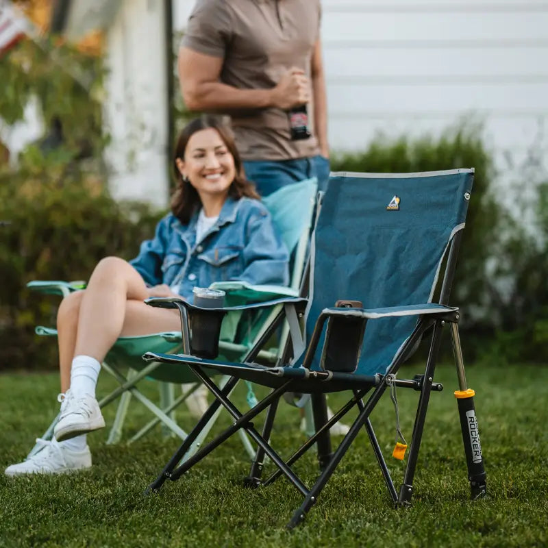 Premium All-Weather Kickback Rocker - Choice 345 - Freestyle Rocker Portable Outdoor Folding Chair Detail