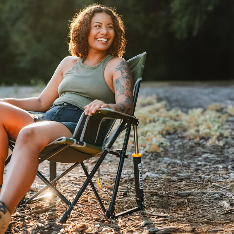 Premium All-Weather Kickback Rocker - Choice 345 - Freestyle Rocker Portable Outdoor Folding Chair Detail