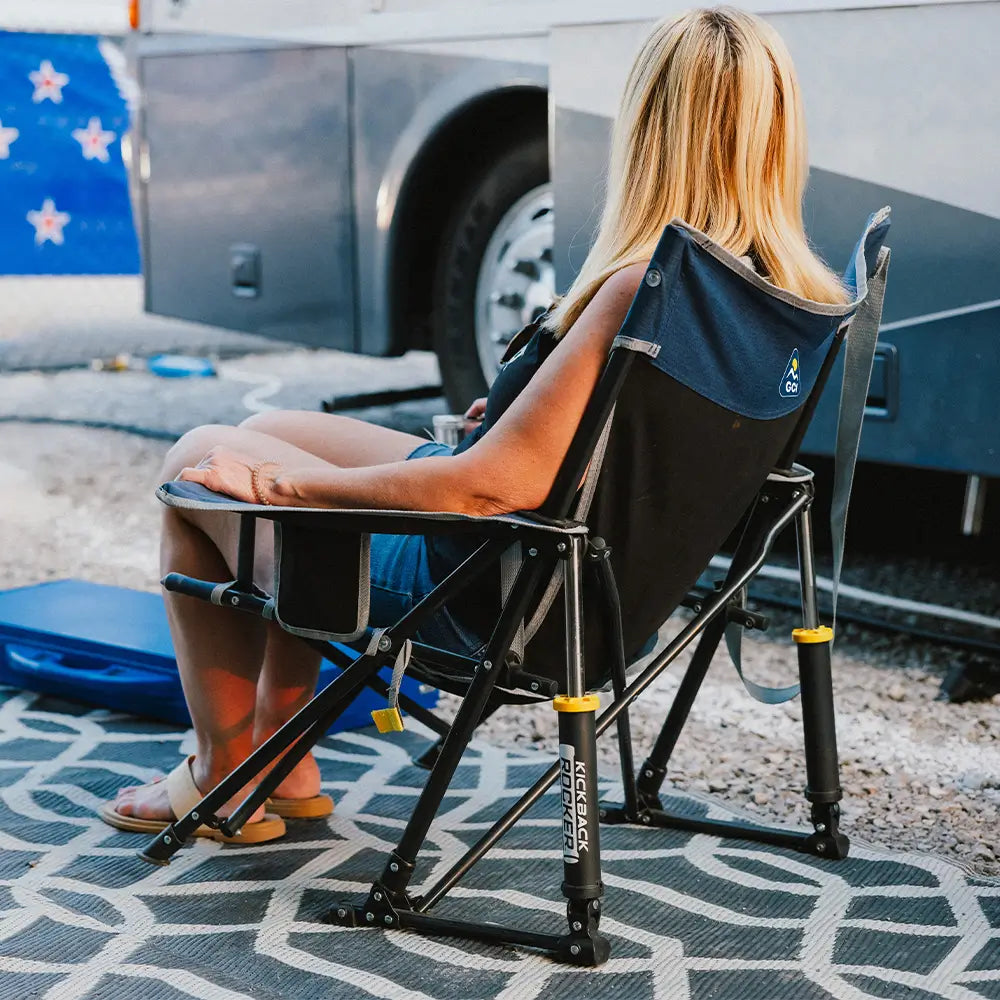 Premium All-Weather Kickback Rocker - Choice 345 - Freestyle Rocker Portable Outdoor Folding Chair Detail