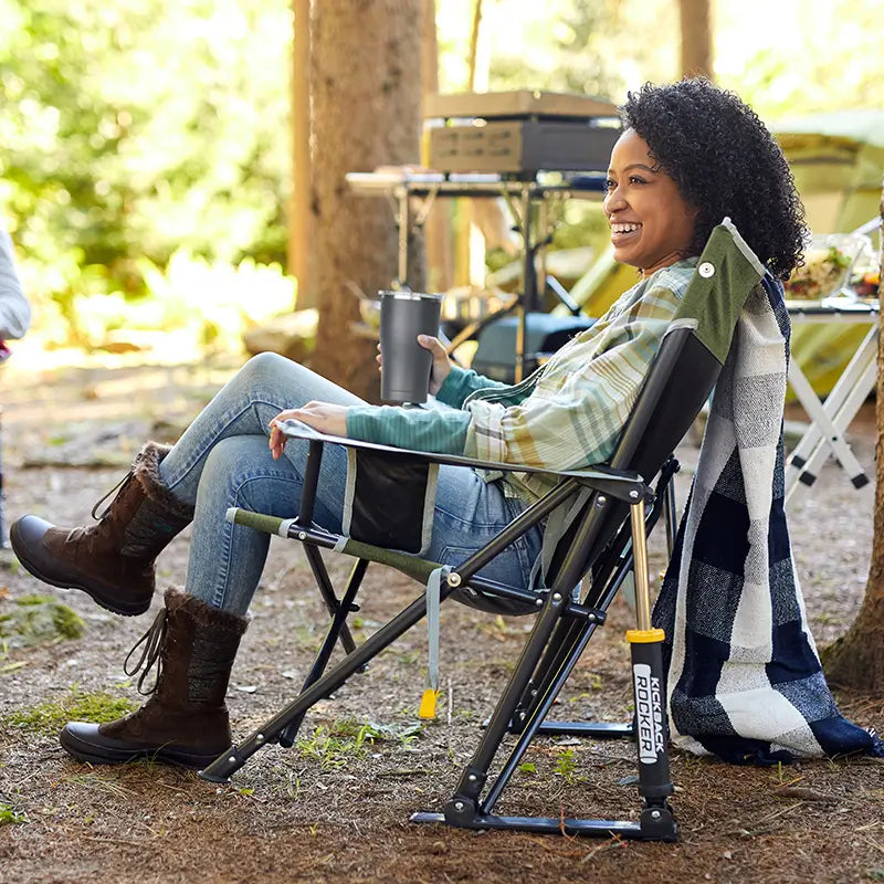 Premium All-Weather Kickback Rocker - Choice 345 - Freestyle Rocker Portable Outdoor Folding Chair Detail