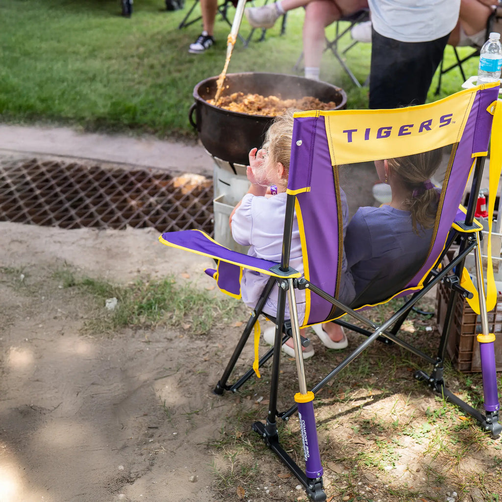 Heavy-Duty Freestyle College Comfort Pro Rocker - LSU Tigers - Choice 880 - RoadTrip Rocker Smooth Motion Camp Chair Detail