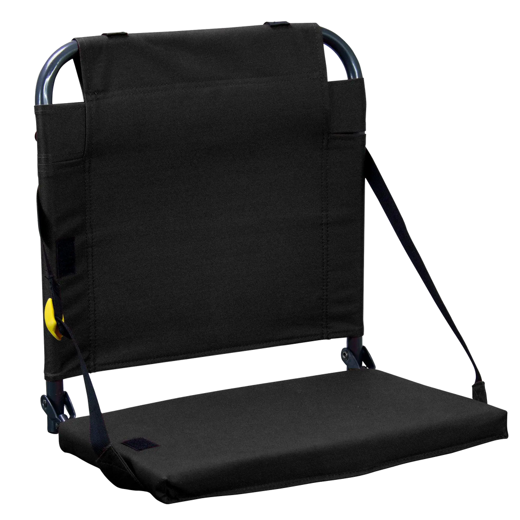 Secure-Hook BleacherBack - Choice 696 - Lightweight Folding Bleacher Chair with Cushioning - Black