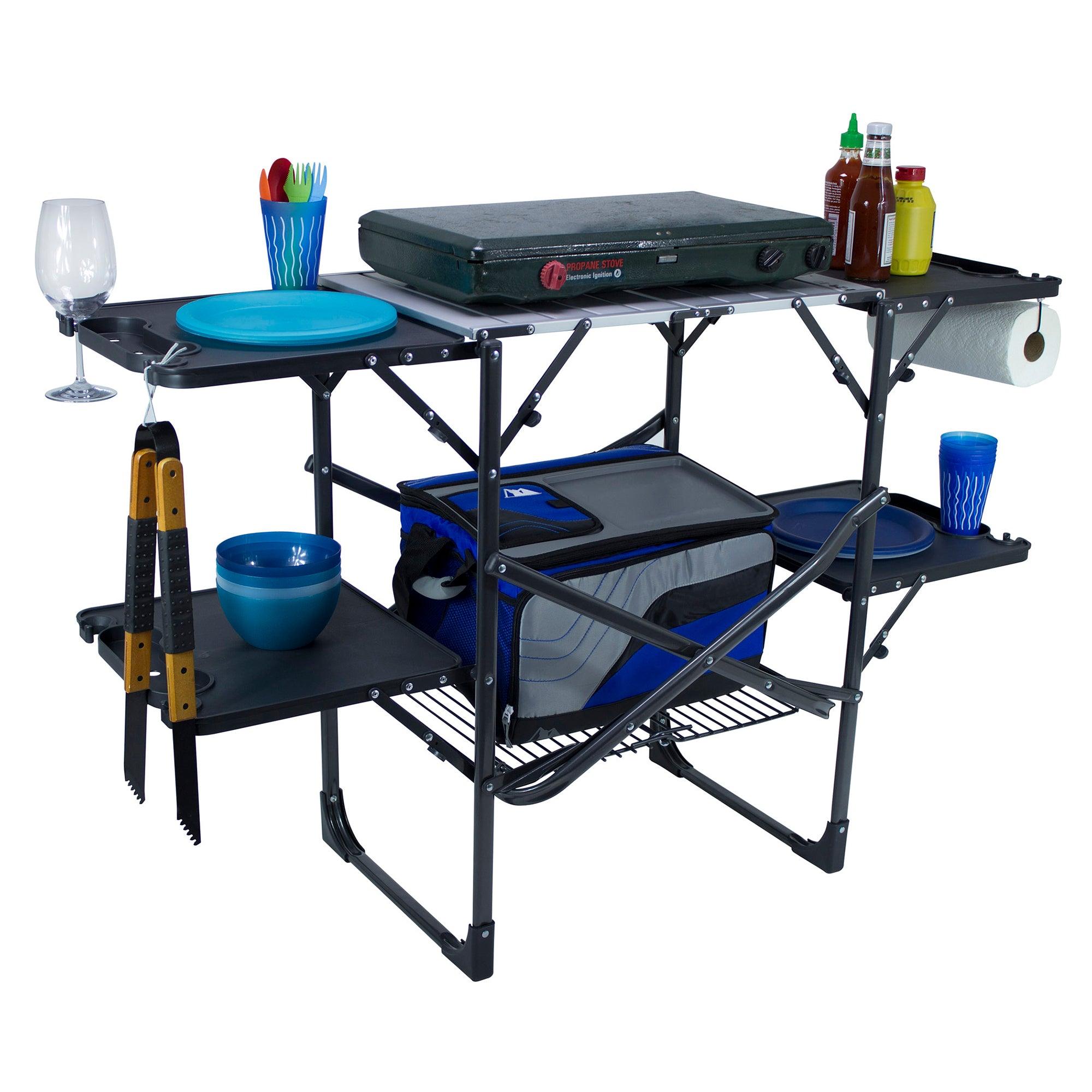 Heat-Resistant Tool Slim-Fold Cook Station - Choice 575 - Portable Compact BBQ Grilling Tool Set Detail