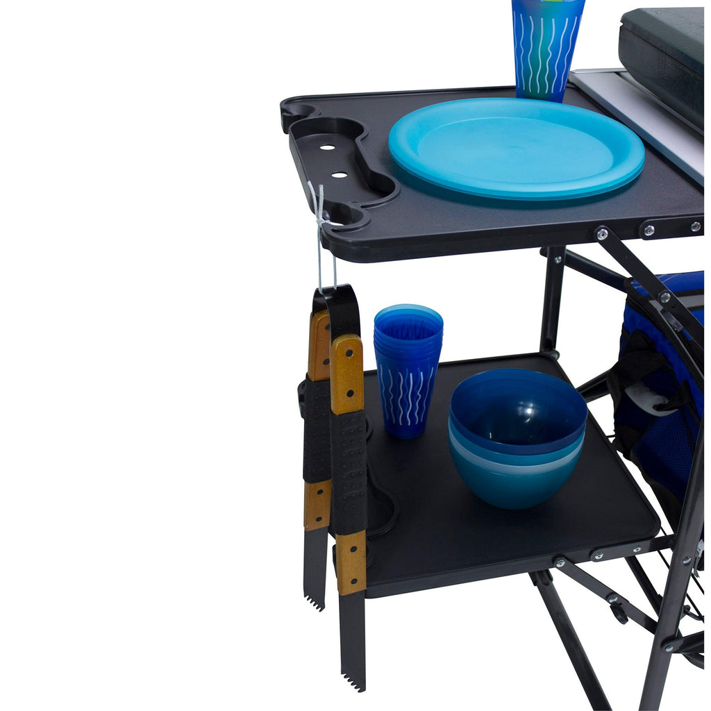 Heat-Resistant Tool Slim-Fold Cook Station - Choice 575 - Portable Compact BBQ Grilling Tool Set Detail
