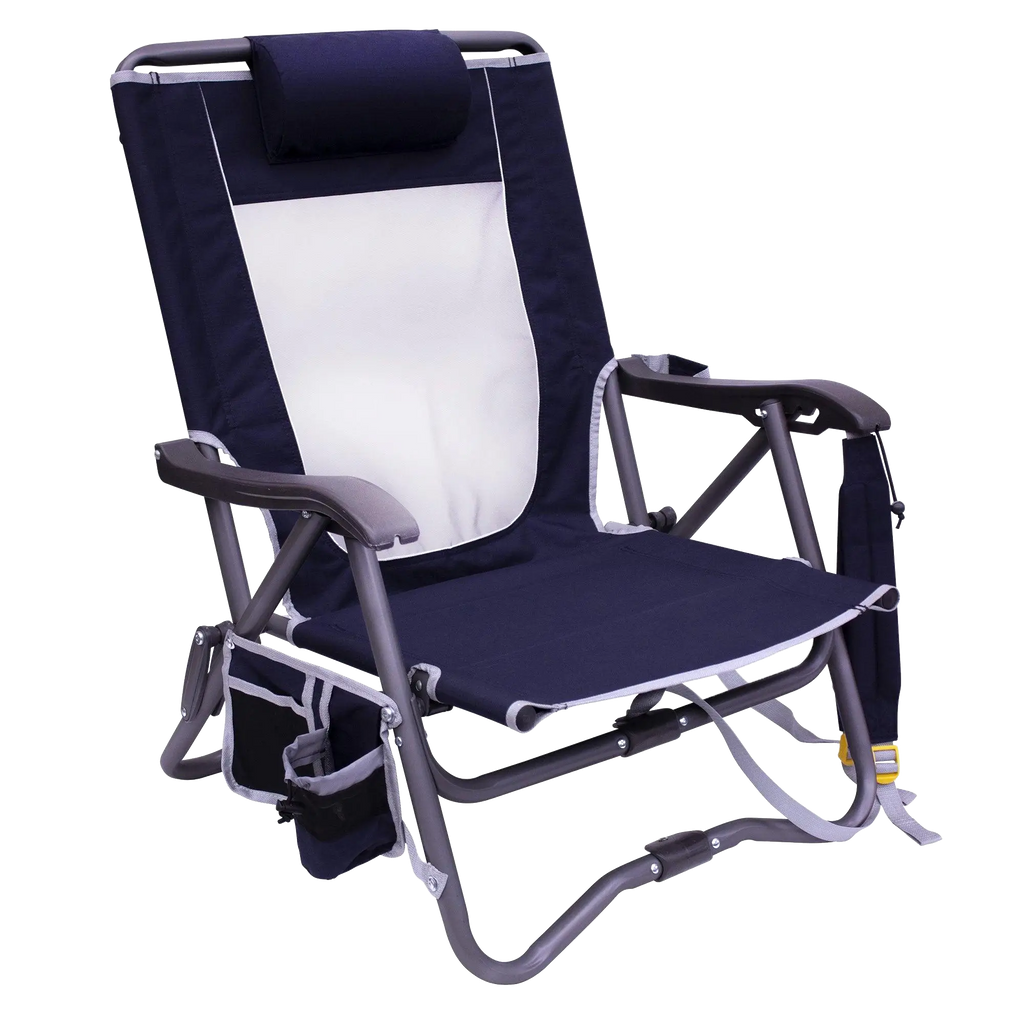 Ultra-Compact Bi-Fold Slim Event Chair - Choice 334 - Space-Saving Micro-Folding Chair for Backpacking - Indigo