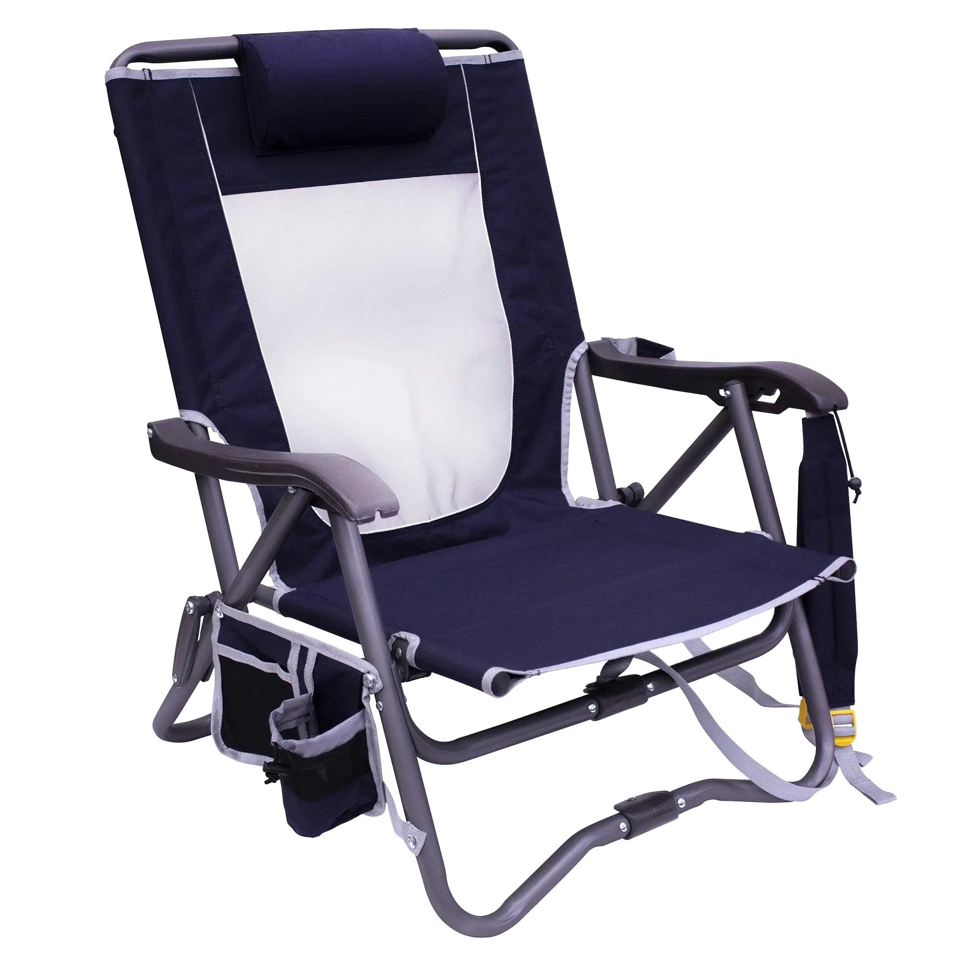 Ultra-Compact Bi-Fold Slim Event Chair - Choice 334 - Space-Saving Micro-Folding Chair for Backpacking - Indigo