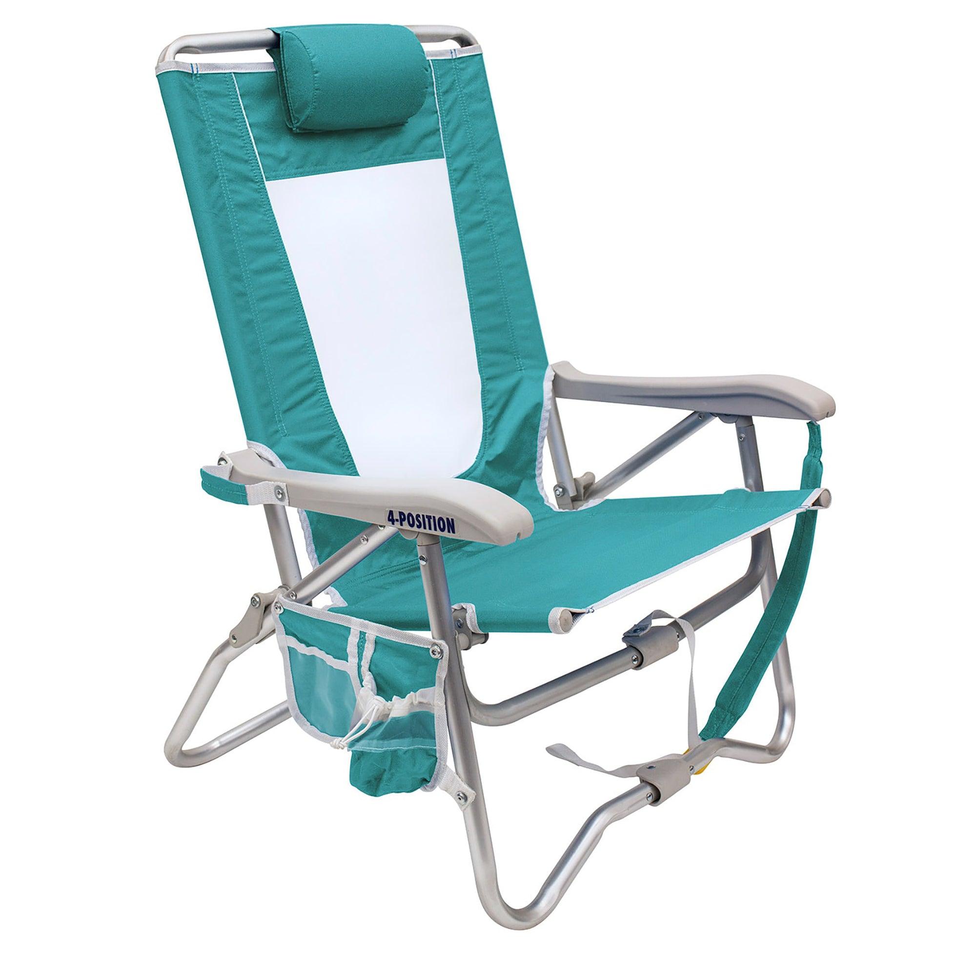 Rust-Resistant Aluminum Bi-Fold Beach Chair - Choice 601 - Portable Heavy-Duty Low Boy Chair for Ocean Side - Seafoam
