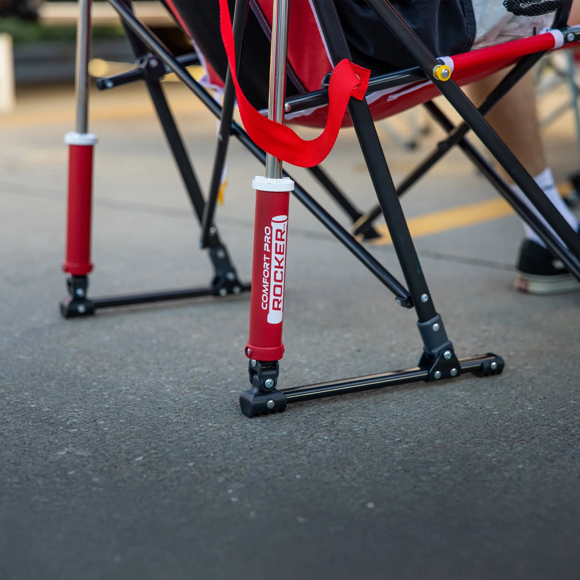 Premium All-Weather College Comfort Pro Rocker - Nebraska Cornhuskers - Choice 161 - Freestyle Rocker Portable Outdoor Folding Chair Detail