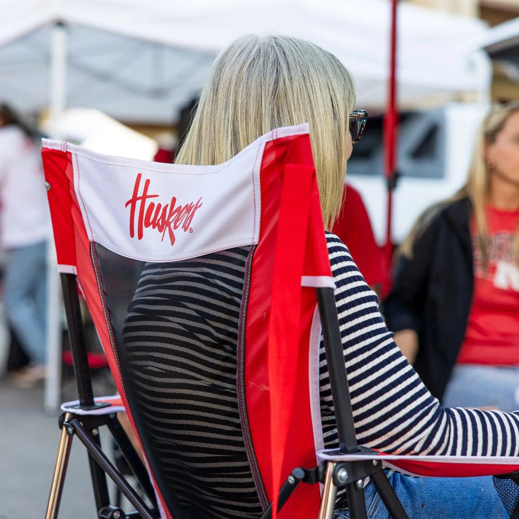 Premium All-Weather College Comfort Pro Rocker - Nebraska Cornhuskers - Choice 161 - Freestyle Rocker Portable Outdoor Folding Chair Detail