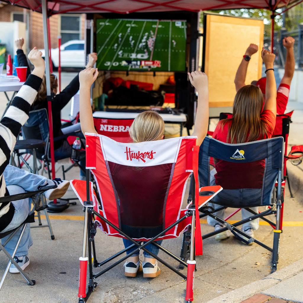 Premium All-Weather College Comfort Pro Rocker - Nebraska Cornhuskers - Choice 161 - Freestyle Rocker Portable Outdoor Folding Chair Detail