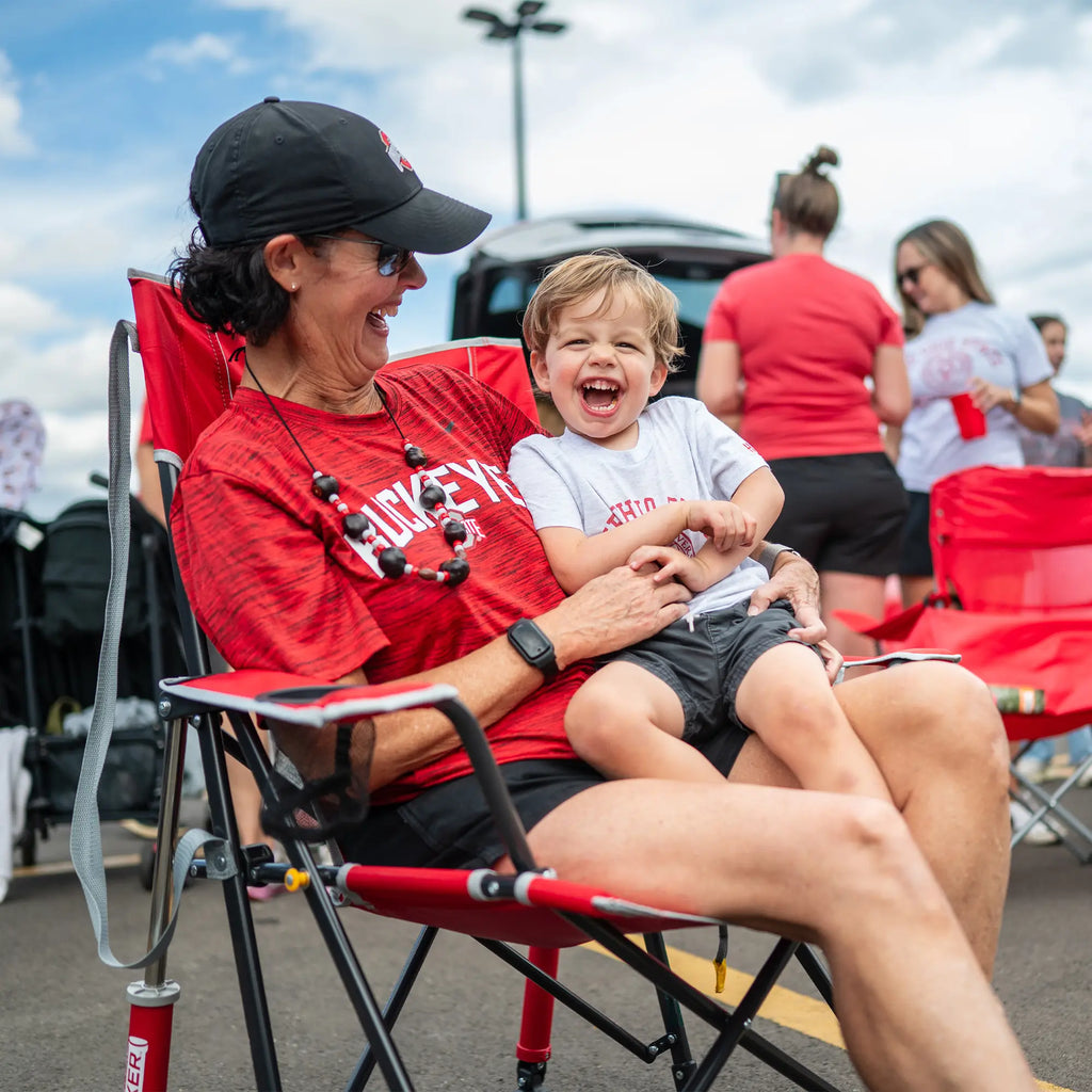 Luxury Camp College Comfort Pro Rocker - Ohio State Buckeyes - Choice 676 - RoadTrip Rocker Smooth Motion Camp Chair Detail