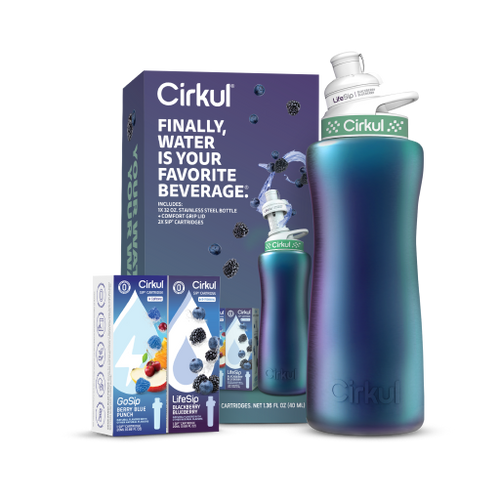 Fun Food Fidget 32oz. Chameleon Stainless Steel Bottle Starter Kit 95KR - Playful Star & Heart Shaped Geometric NeeDoh Detail