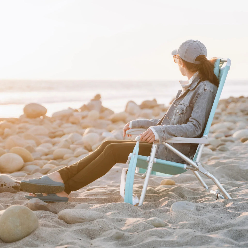 Rust-Resistant Aluminum Bi-Fold Beach Chair - Choice 601 - Portable Heavy-Duty Low Boy Chair for Ocean Side Detail