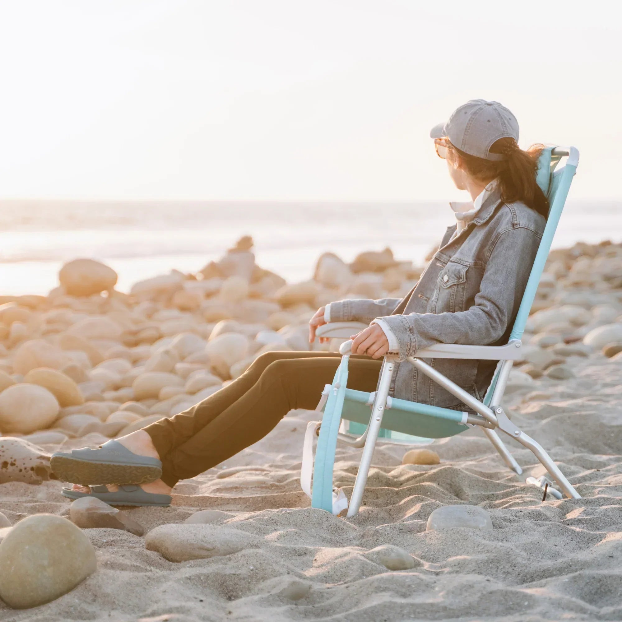 Rust-Resistant Aluminum Bi-Fold Beach Chair - Choice 601 - Portable Heavy-Duty Low Boy Chair for Ocean Side Detail