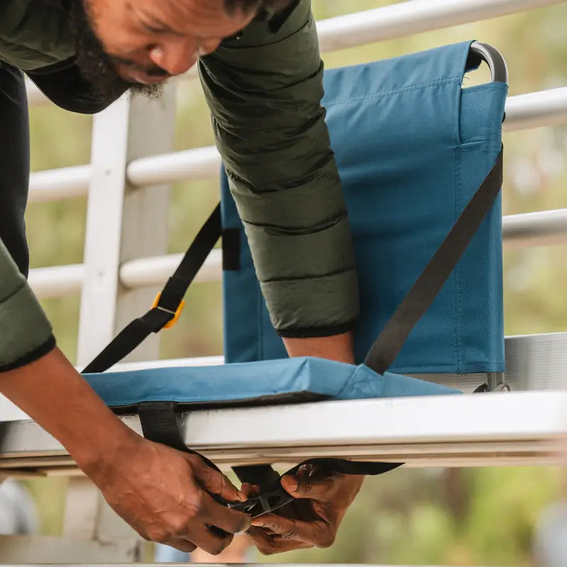 Secure-Hook BleacherBack - Choice 696 - Lightweight Folding Bleacher Chair with Cushioning Detail