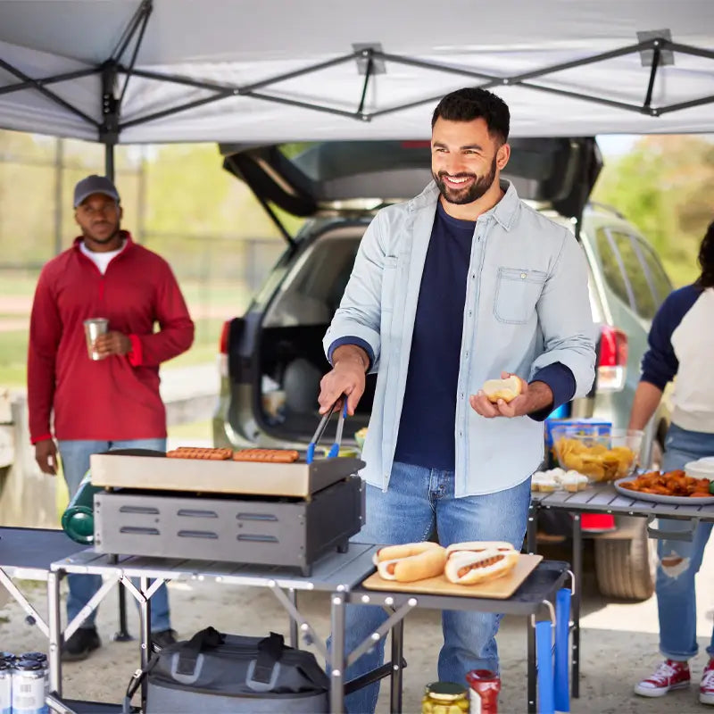 Heat-Resistant Tool Slim-Fold Cook Station - Choice 575 - Portable Compact BBQ Grilling Tool Set Detail