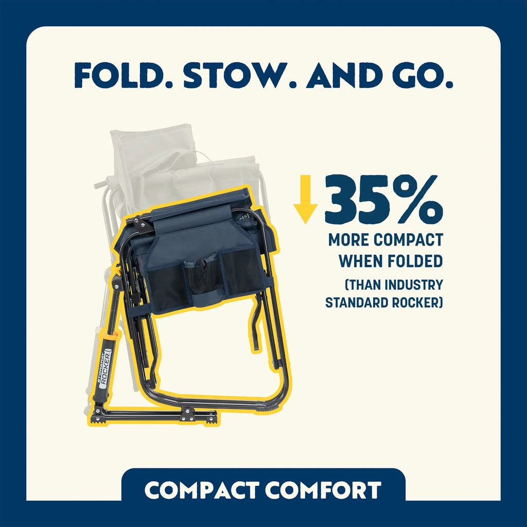 Patented Spring-Action Stowaway Rocker with Storage Pouch - Choice 573 - RoadTrip Rocker Smooth Motion Camp Chair Detail