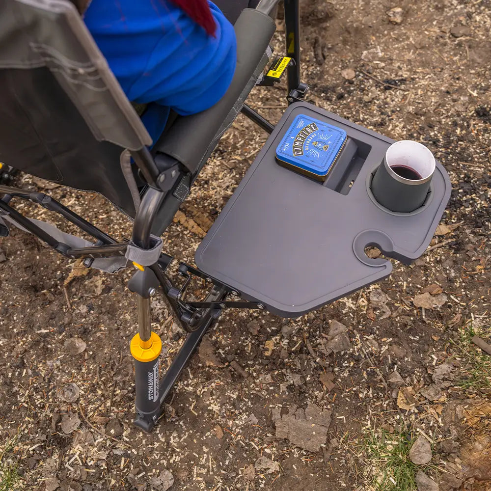 Premium All-Weather Stowaway Rocker with Side Table - Choice 253 - RoadTrip Rocker Smooth Motion Camp Chair Detail