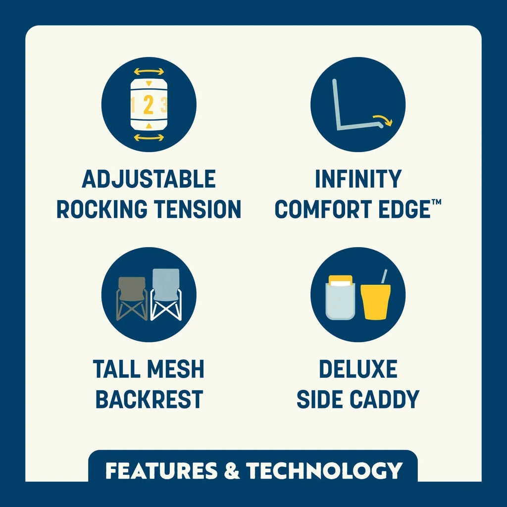 Premium All-Weather Adjustable Rocker - NASCAR - Choice 899 - Patented Spring-Action Rocking Chair for Camping Detail