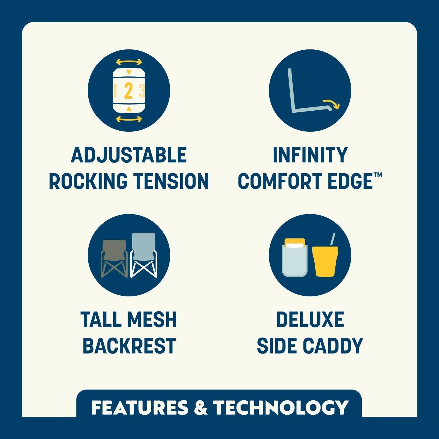 Premium All-Weather Adjustable Rocker - NASCAR - Choice 899 - Patented Spring-Action Rocking Chair for Camping Detail