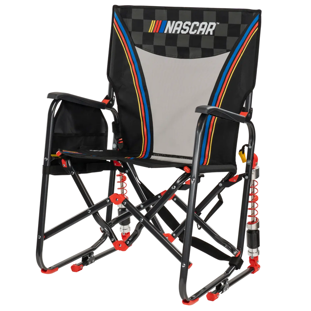 Premium All-Weather Adjustable Rocker - NASCAR - Choice 899 - Patented Spring-Action Rocking Chair for Camping Detail