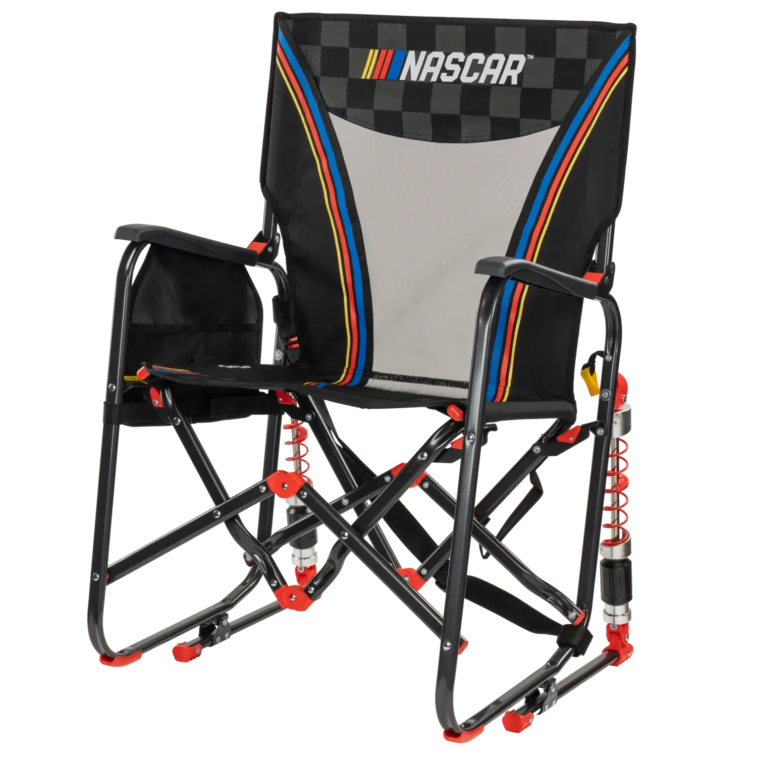 Premium All-Weather Adjustable Rocker - NASCAR - Choice 899 - Patented Spring-Action Rocking Chair for Camping Detail