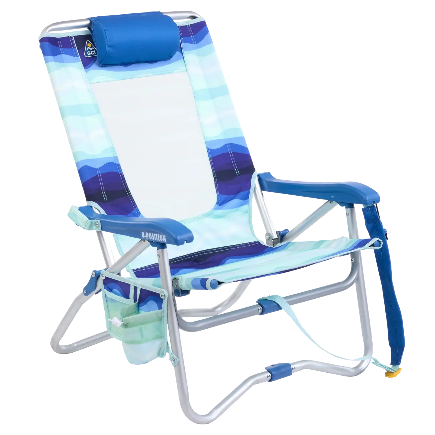 Rust-Resistant Aluminum Bi-Fold Beach Chair - Choice 601 - Portable Heavy-Duty Low Boy Chair for Ocean Side - Wave