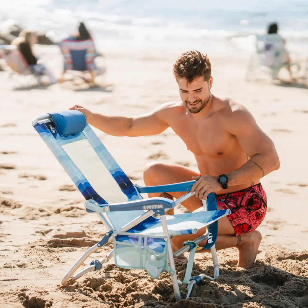 Rust-Resistant Aluminum Bi-Fold Beach Chair - Choice 601 - Portable Heavy-Duty Low Boy Chair for Ocean Side Detail