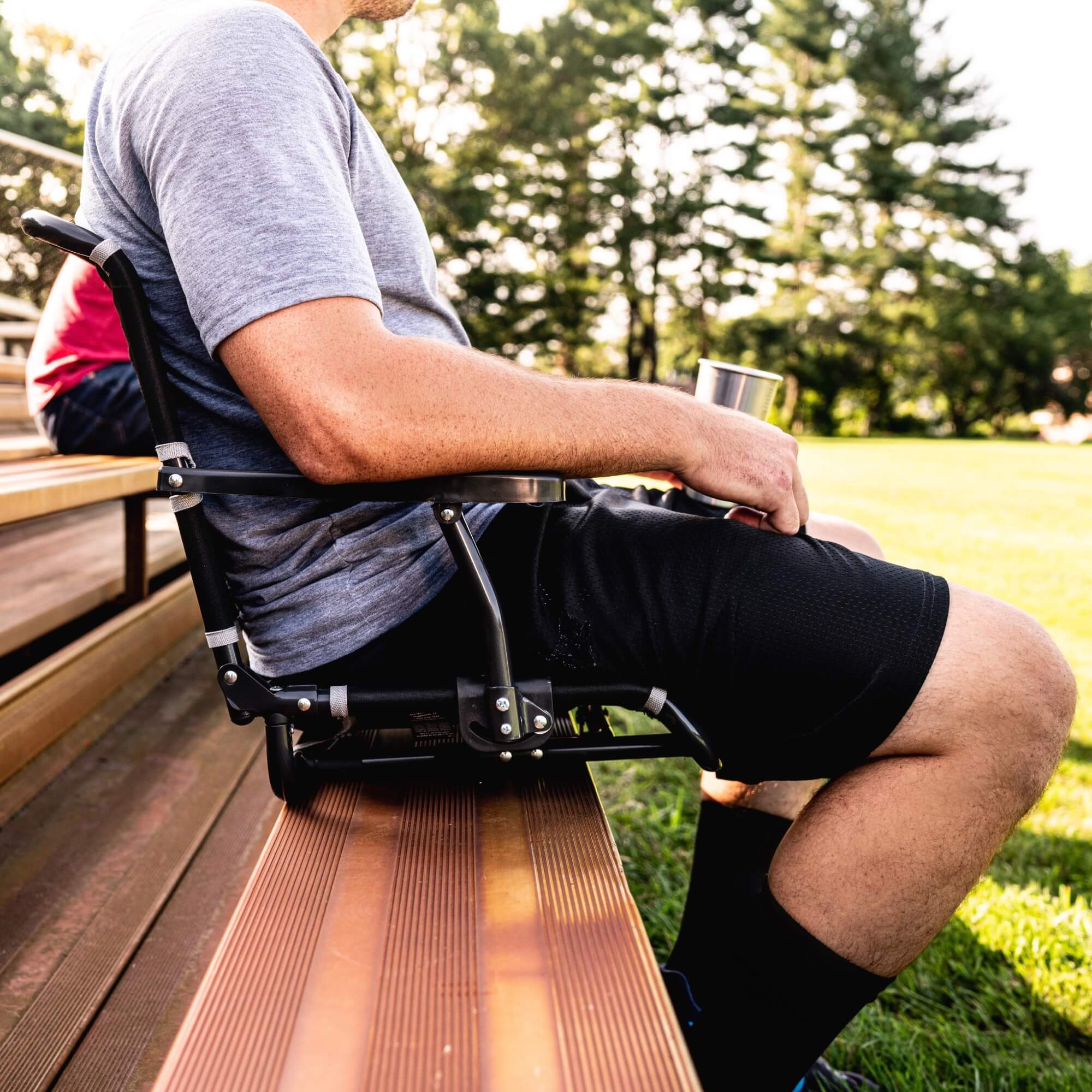 Secure-Hook Big Comfort Stadium Chair with Armrests - Choice 465 - Bleacher-Friendly Stadium Chair with Back Support Detail