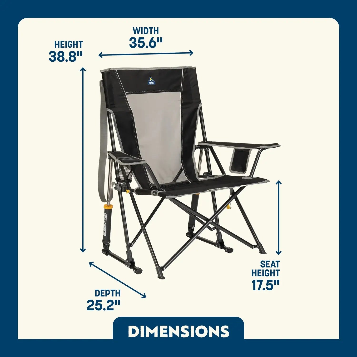 Luxury Camp Comfort Pro Rocker - Choice 375 - Patented Spring-Action Rocking Chair for Camping Detail