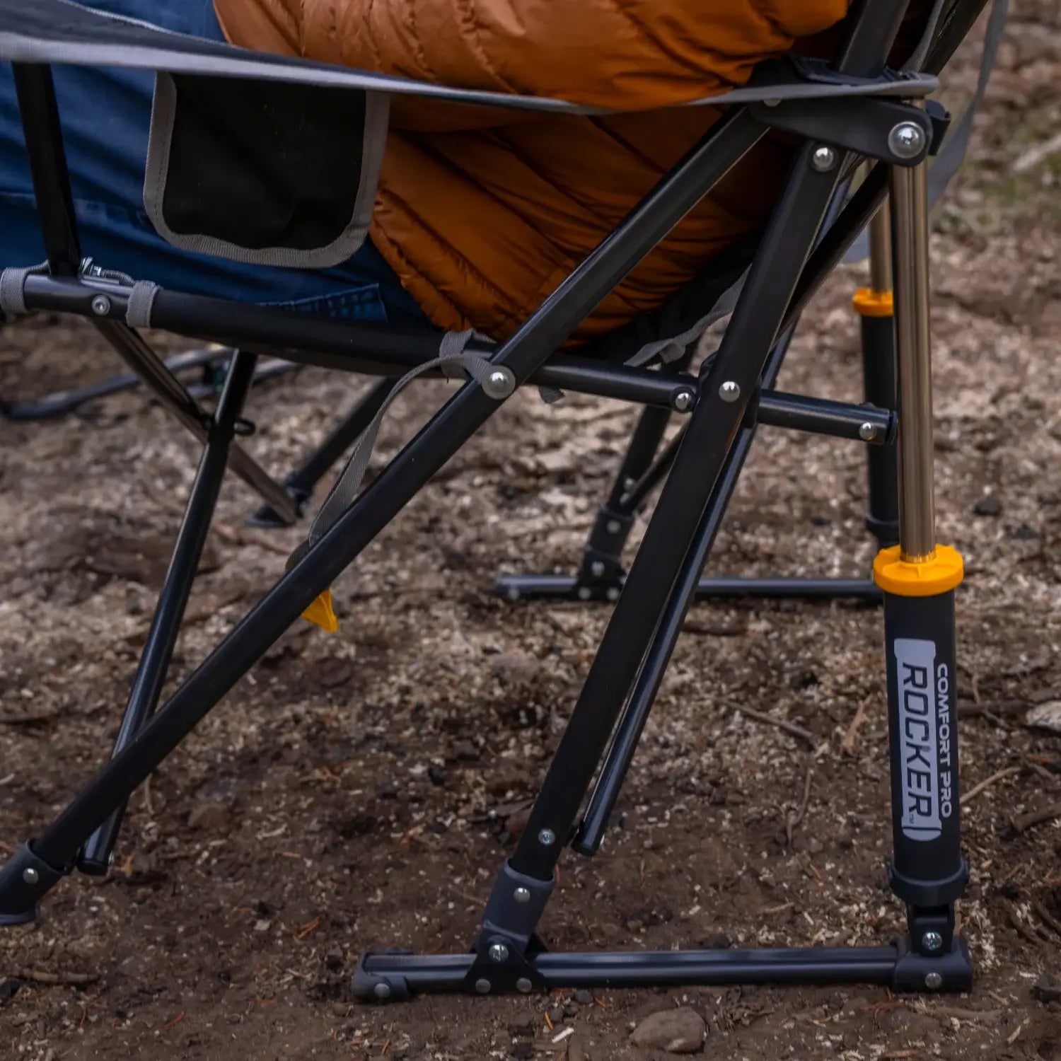 Luxury Camp Comfort Pro Rocker - Choice 375 - Patented Spring-Action Rocking Chair for Camping Detail