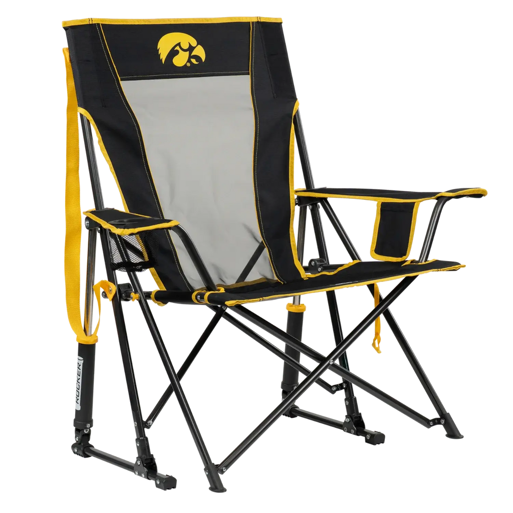 Premium All-Weather College Comfort Pro Rocker - Iowa Hawkeyes - Choice 249 - Patented Spring-Action Rocking Chair for Camping - Default Title