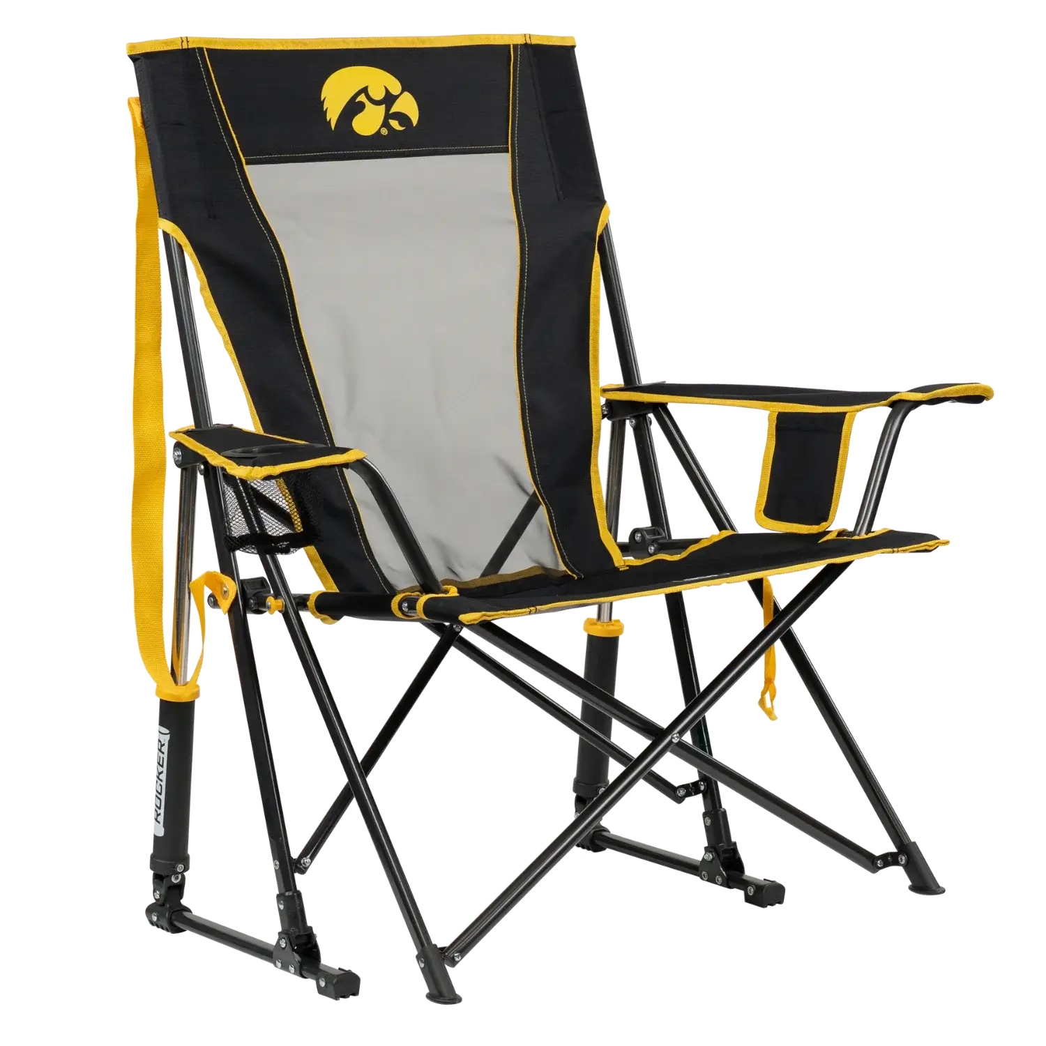 Premium All-Weather College Comfort Pro Rocker - Iowa Hawkeyes - Choice 249 - Patented Spring-Action Rocking Chair for Camping - Default Title