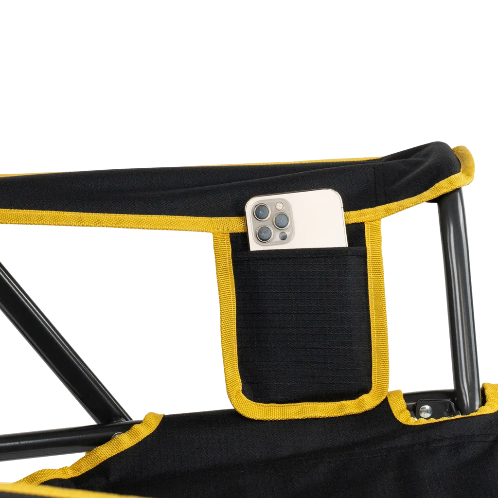 Premium All-Weather College Comfort Pro Rocker - Iowa Hawkeyes - Choice 249 - Patented Spring-Action Rocking Chair for Camping Detail