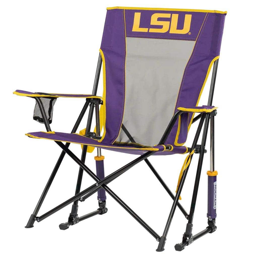 Heavy-Duty Freestyle College Comfort Pro Rocker - LSU Tigers - Choice 880 - RoadTrip Rocker Smooth Motion Camp Chair Detail