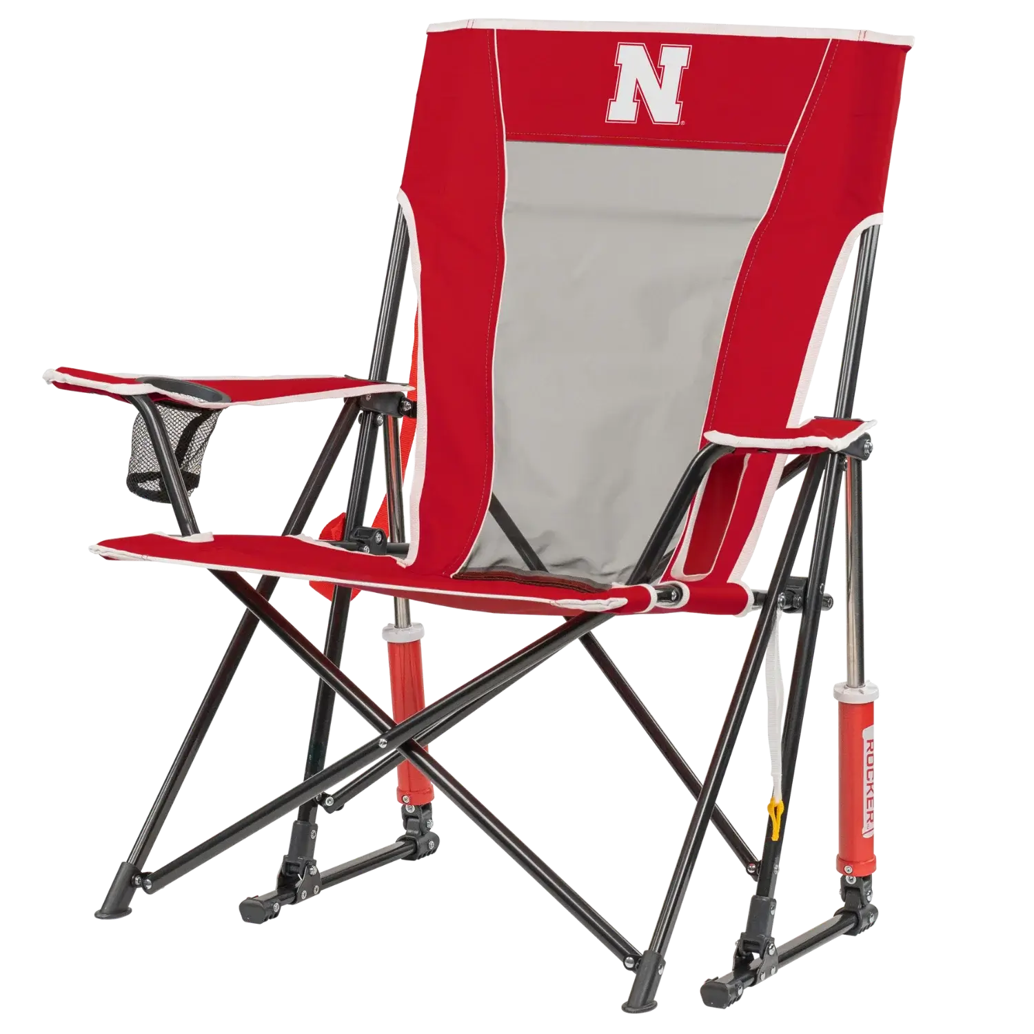 Premium All-Weather College Comfort Pro Rocker - Nebraska Cornhuskers - Choice 161 - Freestyle Rocker Portable Outdoor Folding Chair Detail